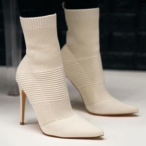 Elegant Cream Heeled Boots